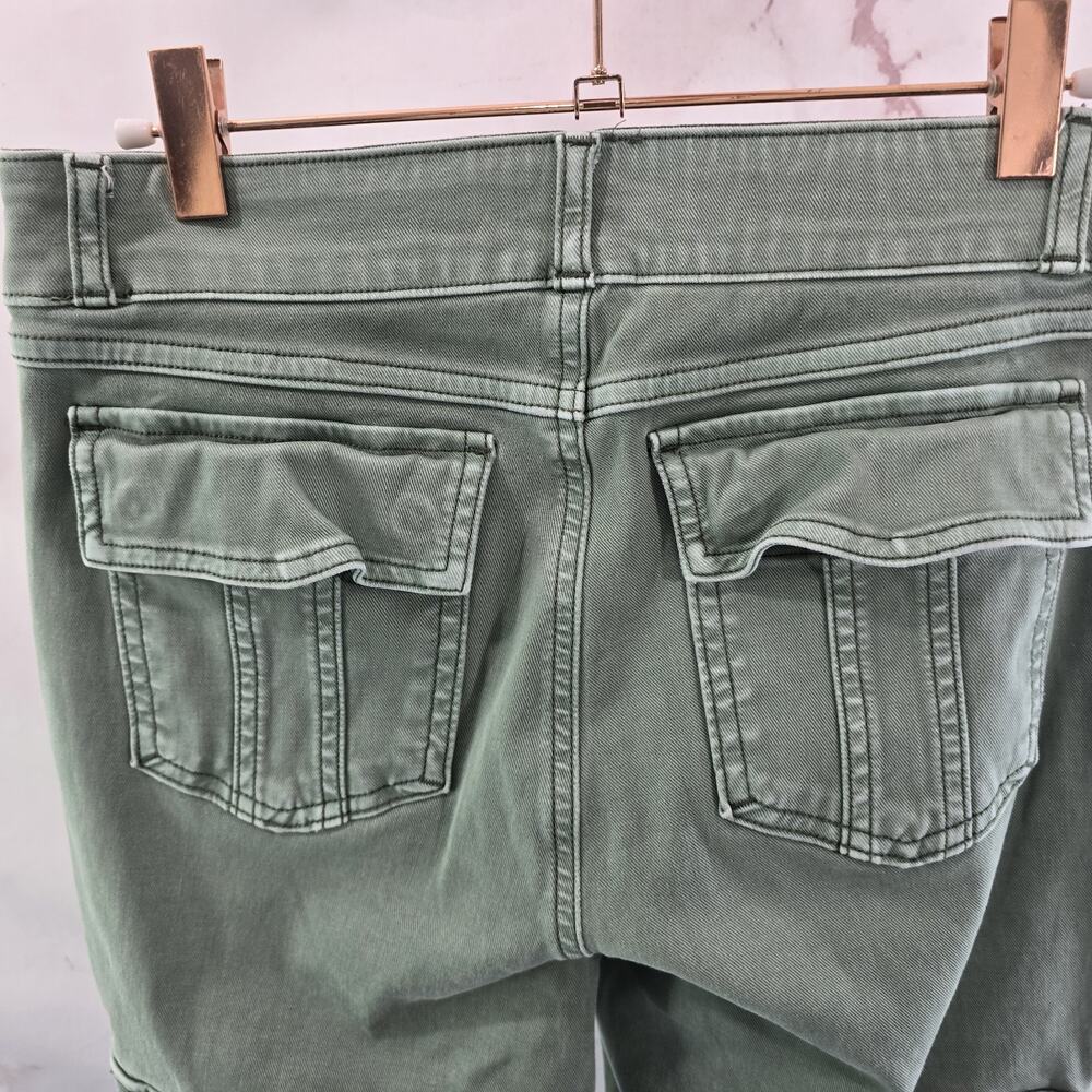 Spanx Pants Womens Large Green High Rise Stretch Twill Ankle Cargo Cropped - Picture 6 of 13